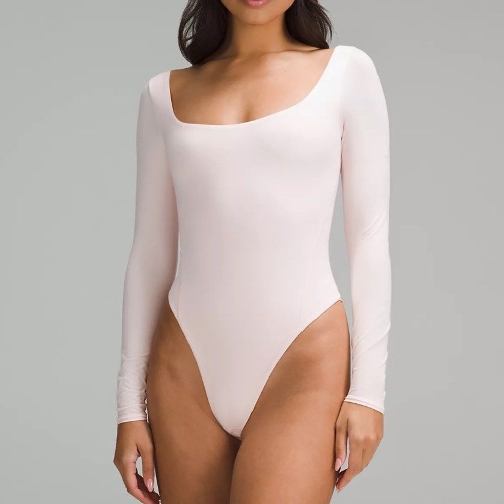 Lululemon Wundermost Ultra-Soft Nulu Long Sleeve Bodysuit Strawberry Milkshake